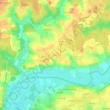 Topografische Karte Arbain, Höhe, Relief