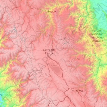 Topografische Karte Pasco, Höhe, Relief