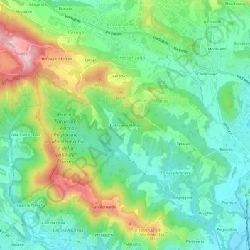 Topografische Karte Galbusera Bianca, Höhe, Relief
