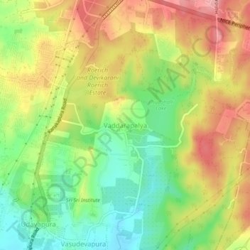 Topografische Karte Vaddarapalya, Höhe, Relief