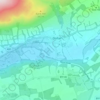 Topografische Karte Lower Mains, Höhe, Relief