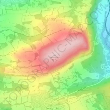 Topografische Karte The Garth, Höhe, Relief