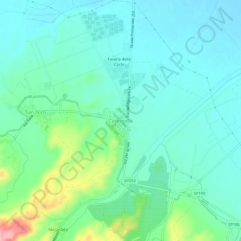 Topografische Karte Cantinella, Höhe, Relief
