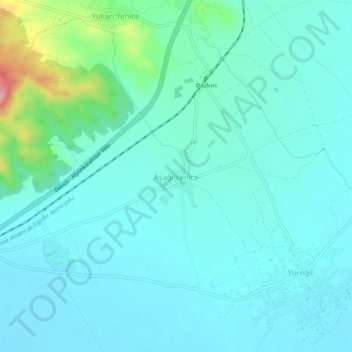 Topografische Karte Aşağı Yenice, Höhe, Relief