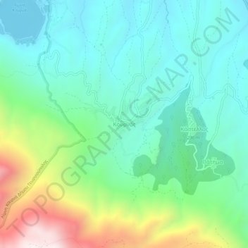 Topografische Karte Kournas, Höhe, Relief