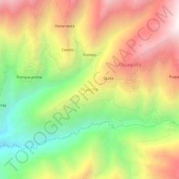 Topografische Karte Huacho, Höhe, Relief