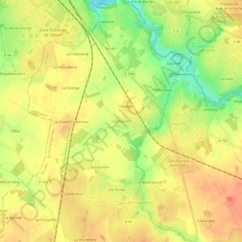 Topografische Karte La Palaire, Höhe, Relief