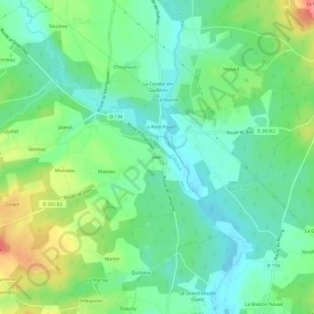 Topografische Karte Valin, Höhe, Relief