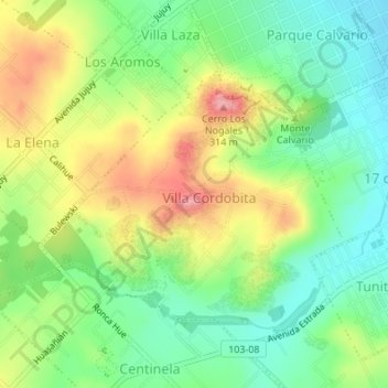 Topografische Karte Cerro Granito, Höhe, Relief