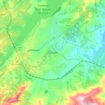 Topografische Karte Tzaneen, Höhe, Relief