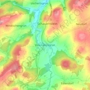 Topografische Karte Volkmannsgrün, Höhe, Relief