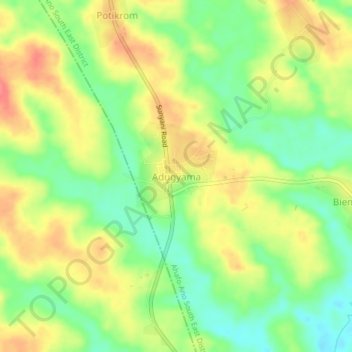 Topografische Karte Adugyama, Höhe, Relief