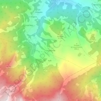 Topografische Karte Cassimoreno, Höhe, Relief