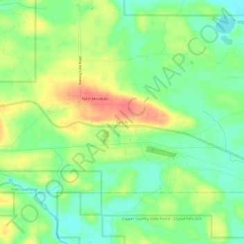 Topografische Karte Felch, Höhe, Relief