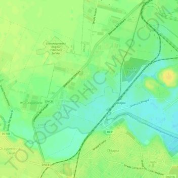 Topografische Karte Rudeni, Höhe, Relief