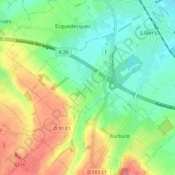 Topografische Karte Hurionville, Höhe, Relief