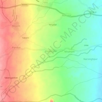 Topografische Karte Madargom, Höhe, Relief