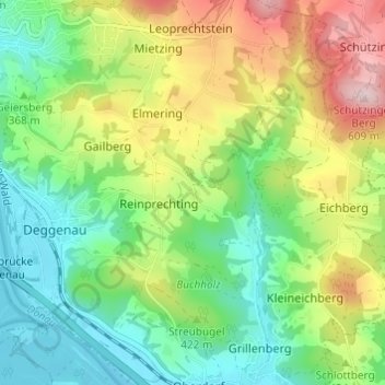 Topografische Karte Scheidham, Höhe, Relief