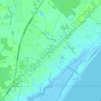 Topografische Karte Garden City Beach, Höhe, Relief