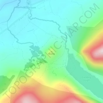 Topografische Karte Skellig, Höhe, Relief