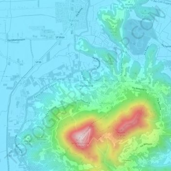 Topografische Karte Villa Ottavia, Höhe, Relief