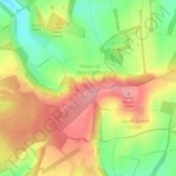 Topografische Karte Withering Corner, Höhe, Relief