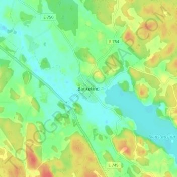 Topografische Karte Bankekind, Höhe, Relief
