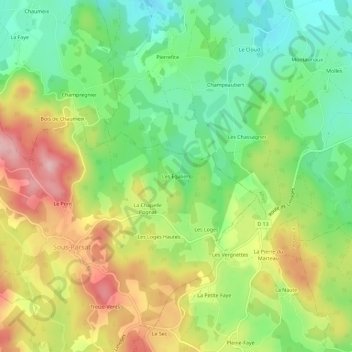 Topografische Karte Les Egaliers, Höhe, Relief