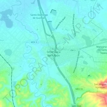 Topografische Karte Ixtlahuaca de Rayón, Höhe, Relief
