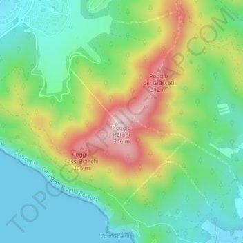 Topografische Karte Poggio Peroni, Höhe, Relief