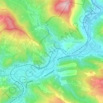 Topografische Karte Garnaud, Höhe, Relief