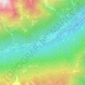 Topografische Karte Valleggio, Höhe, Relief