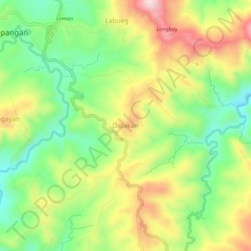 Topografische Karte Datakan, Höhe, Relief