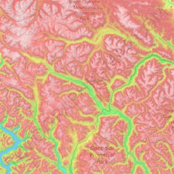 Topografische Karte Squamish-Lillooet, Höhe, Relief