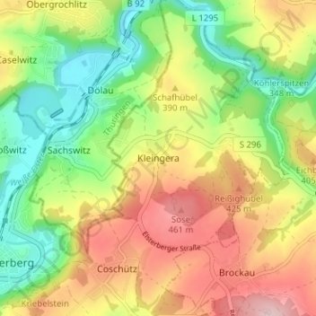 Topografische Karte Kleingera, Höhe, Relief