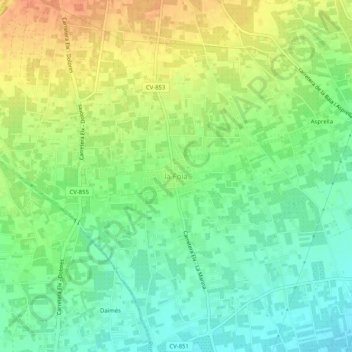 Topografische Karte la Foia, Höhe, Relief