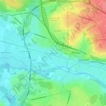 Topografische Karte Les Bergeries, Höhe, Relief