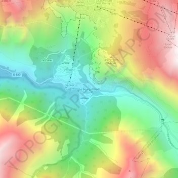 Topografische Karte Le Bourg d'Arud, Höhe, Relief