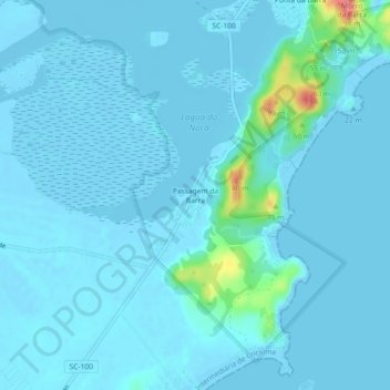 Topografische Karte Passagem da Barra, Höhe, Relief