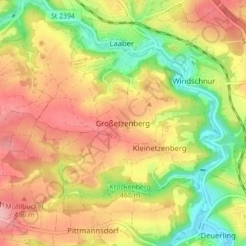 Topografische Karte Großetzenberg, Höhe, Relief