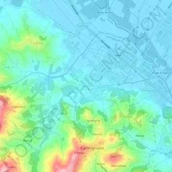 Topografische Karte Seano, Höhe, Relief