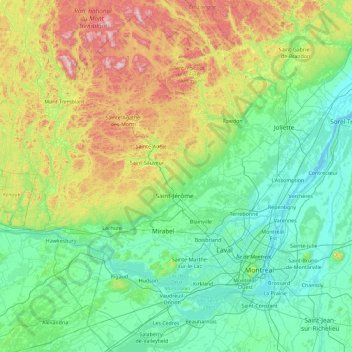 Topografische Karte La Rivière-du-Nord, Höhe, Relief