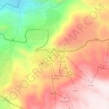 Topografische Karte Aayoun El Siman, Höhe, Relief