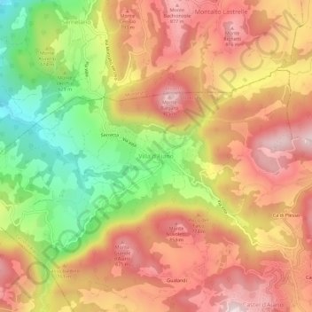 Topografische Karte Villa d'Aiano, Höhe, Relief
