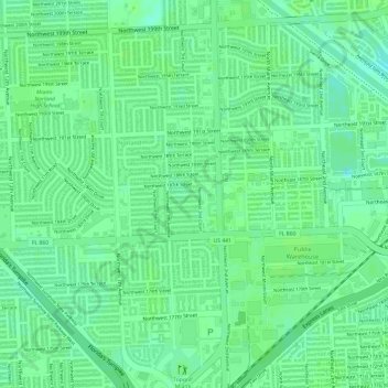 Topografische Karte Cloverleaf Park, Höhe, Relief