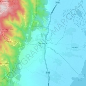 Topografische Karte Bishnupur, Höhe, Relief