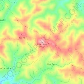 Topografische Karte Vale Covo, Höhe, Relief