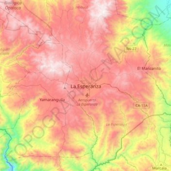 Topografische Karte La Esperanza, Höhe, Relief