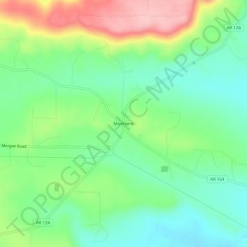 Topografische Karte Moreland, Höhe, Relief