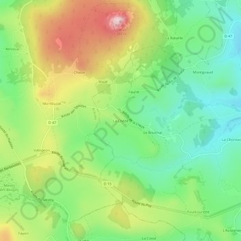 Topografische Karte La Chèze, Höhe, Relief